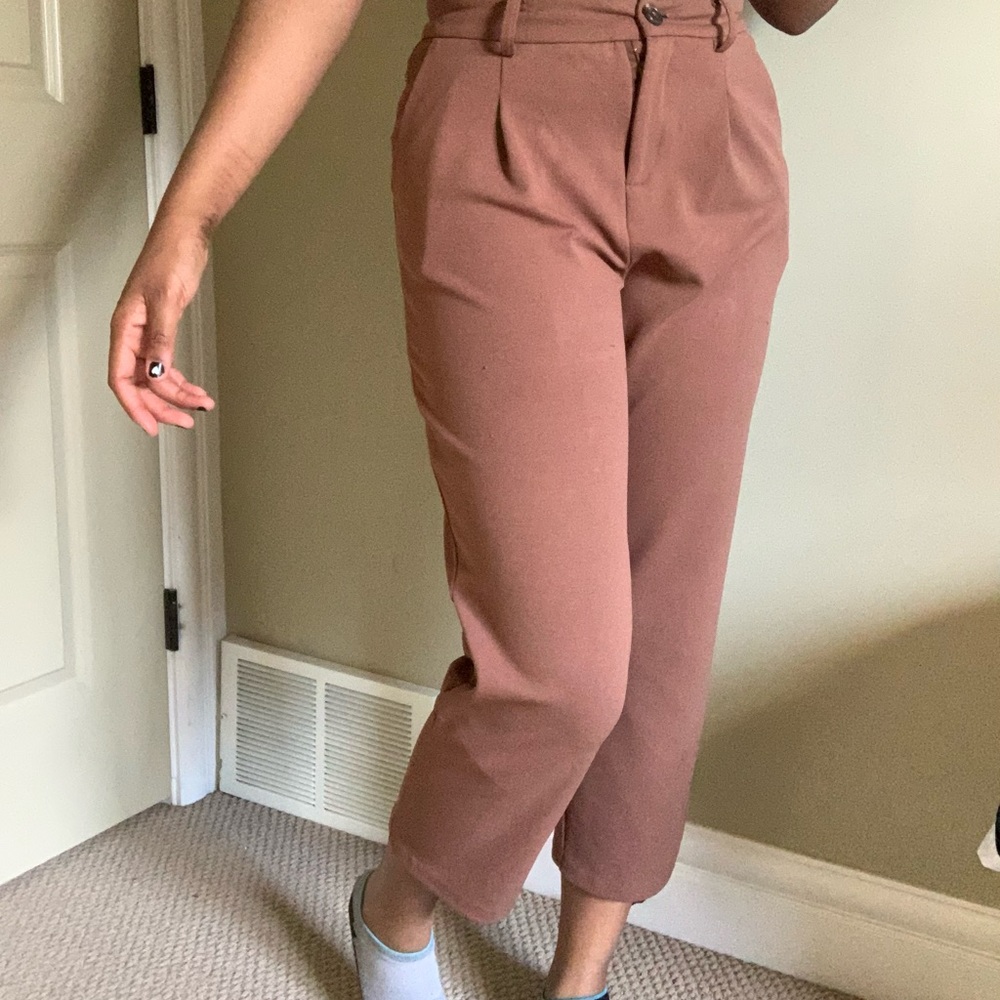🌜GOOD LUCK GEM brown cropped pants🌛